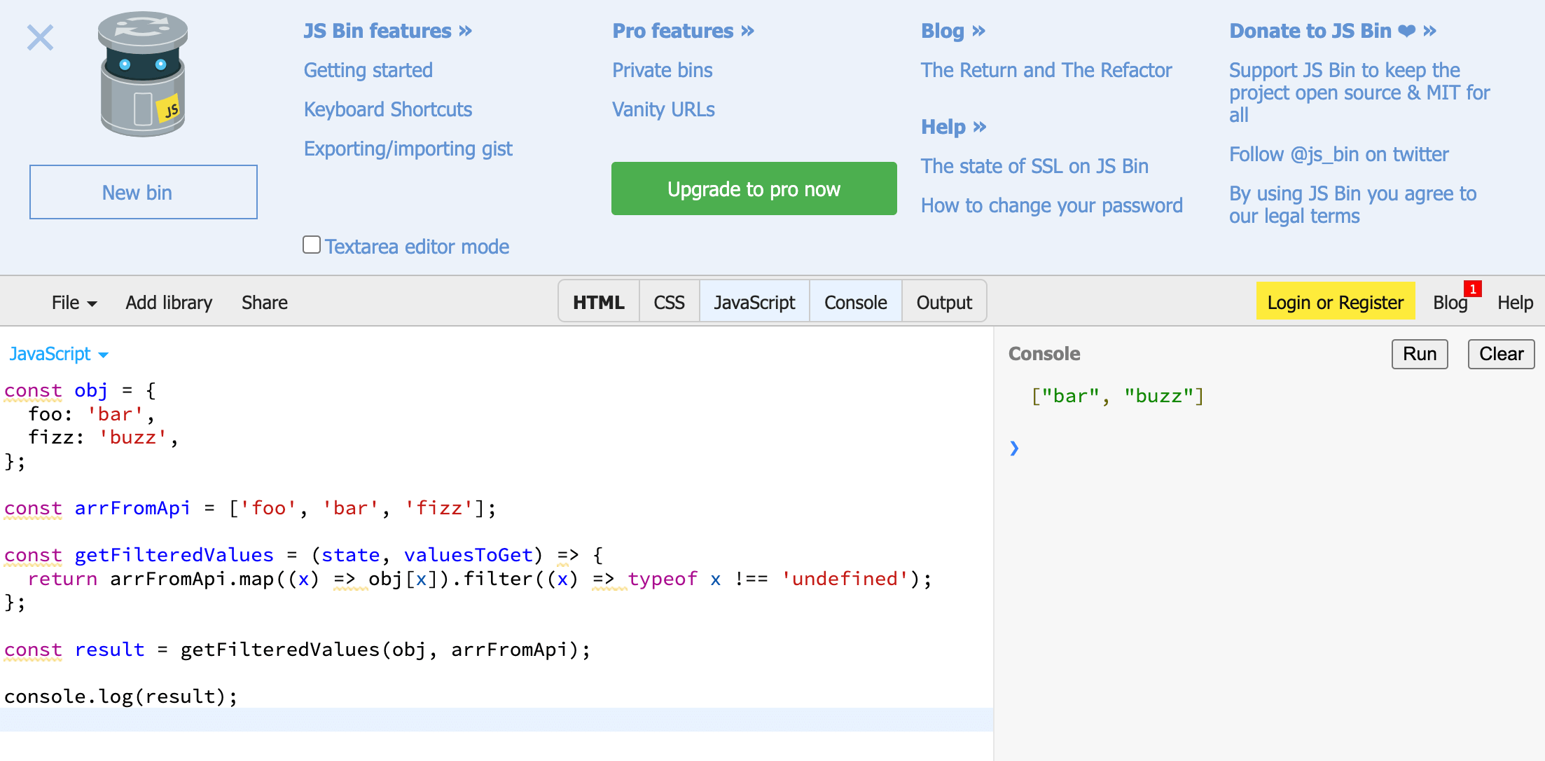 jsbin code example